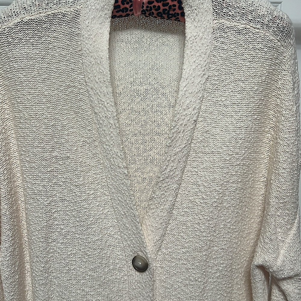 LOFT Cream 4-Button Mid-Length Cardigan - Size XL